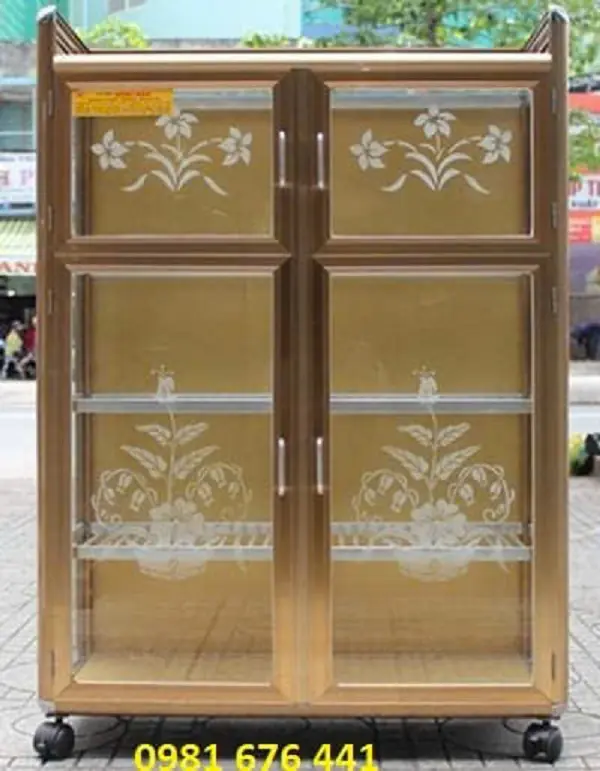 Báo giá tủ nhôm kính, tủ bếp nhôm kính đẹp giá rẻ 2026 59 Tủ nhôm kính đựng chén bát - Tủ chén (tủ bát) nhôm kính