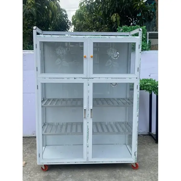 Báo giá tủ nhôm kính, tủ bếp nhôm kính đẹp giá rẻ 2026 62 chạn bát nhôm kính-tủ nhôm kính đựng chén bát