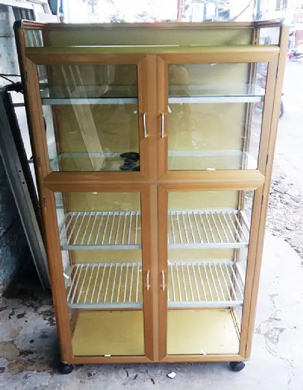Báo giá tủ nhôm kính, tủ bếp nhôm kính đẹp giá rẻ 2026 63 chạn bát nhôm kính-tủ nhôm kính đựng chén bát