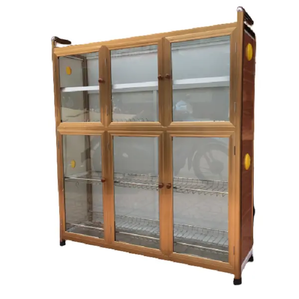 Báo giá tủ nhôm kính, tủ bếp nhôm kính đẹp giá rẻ 2026 64 tủ nhôm kính đựng bát đĩa- tủ chén nhôm kính