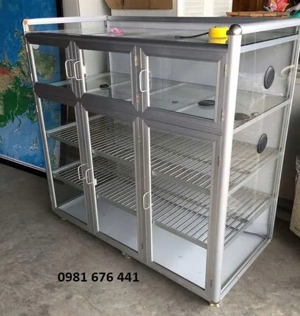 Báo giá tủ nhôm kính, tủ bếp nhôm kính đẹp giá rẻ 2026 61 Tủ nhôm kính đựng chén bát - Tủ chén (tủ bát) nhôm kính