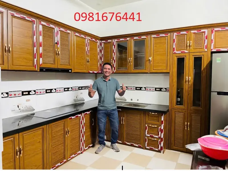 Tủ bếp nhôm kính đẹp Hoàng Mai Hà Nội