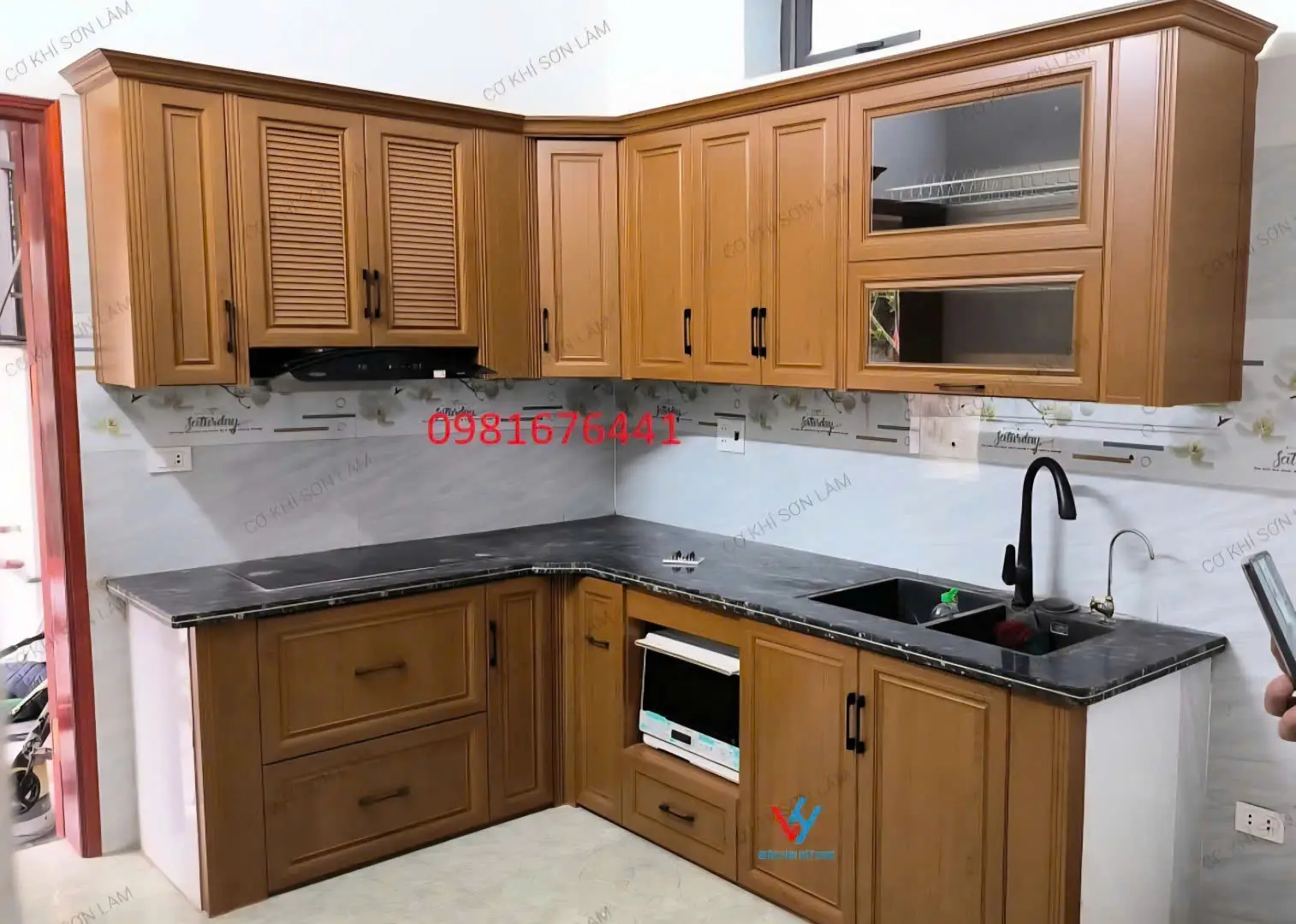 Tủ bếp nhôm kính đẹp Hoàng Mai Hà Nội