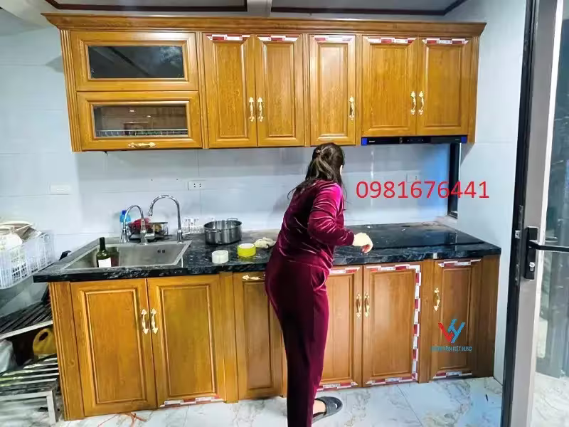 Mẫu Tủ Bếp Nhôm Kính Hiện Đại Đẹp