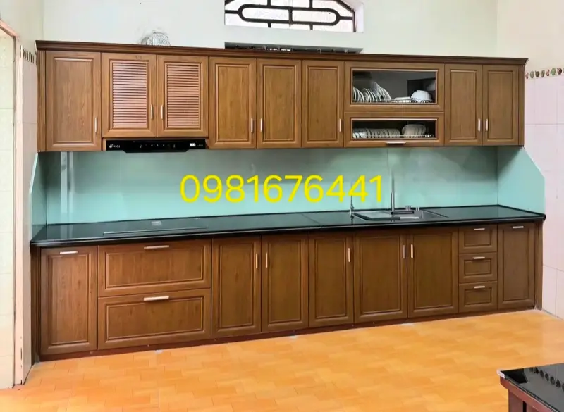tủ bếp nhôm kính omega