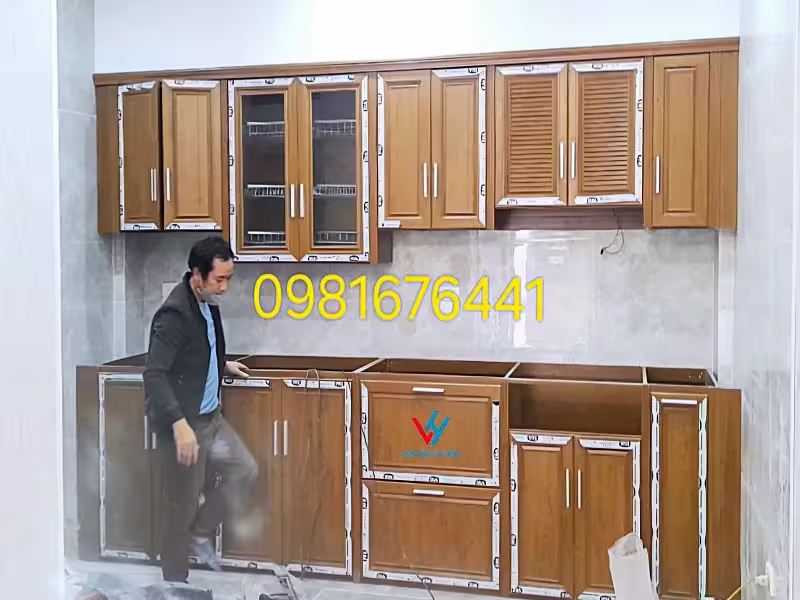 Mẫu Tủ Bếp Nhôm Kính Hiện Đại Đẹp