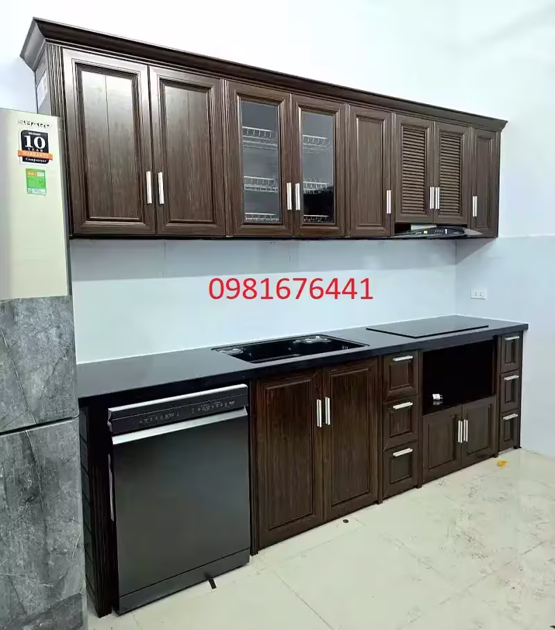 Mẫu Tủ Bếp Nhôm Kính Hiện Đại Đẹp