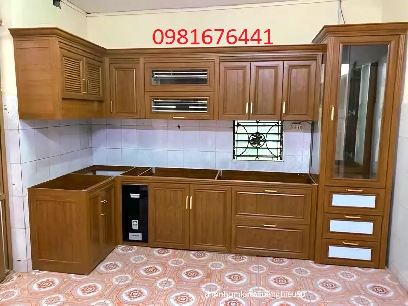 tủ bếp nhôm kính bình dân Cầu Giấy Hà Nội