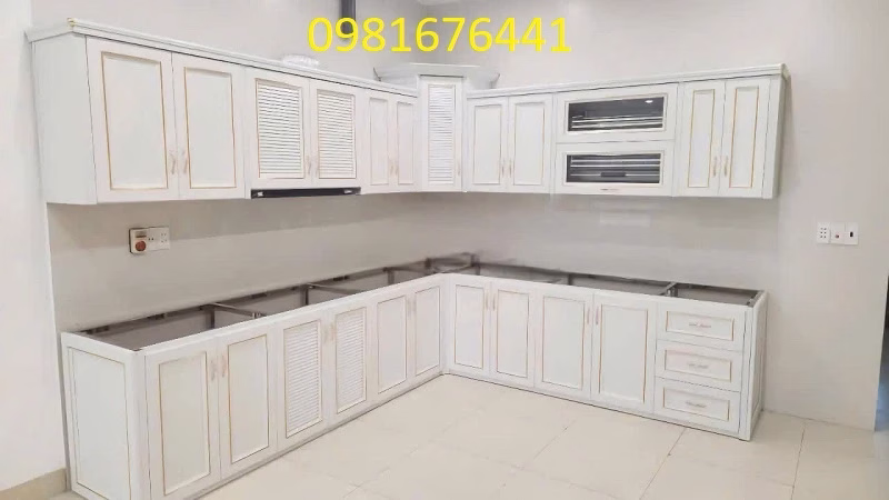 Tủ Bếp Nhôm Nội Thất Màu Trắng Tinh Khôi - Tại Hà Nội