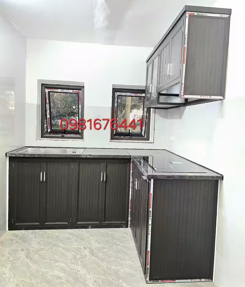 30 Mẫu Tủ Bếp Nhôm Kính Đẹp Giá Rẻ Cho Nhà Phố 23 Mẫu Tủ Bếp Nhôm Kính Mini Giá Rẻ