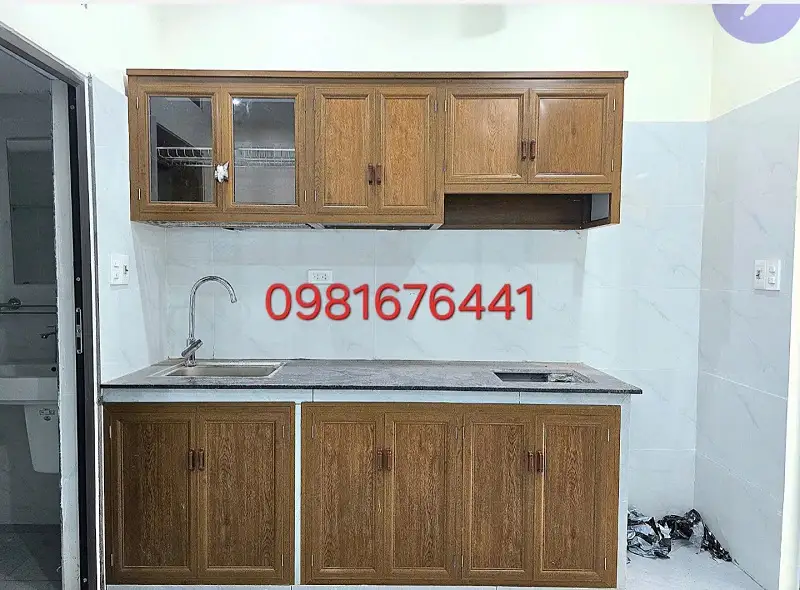 tủ bếp nhôm vân gỗ giá rẻ