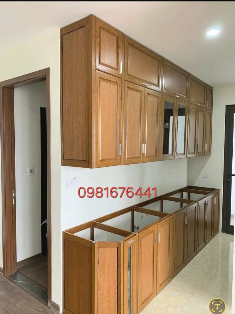 tủ bếp nhôm thiết kế kịch trần