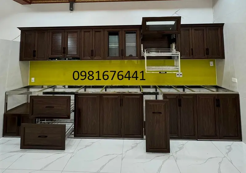 Tủ bếp nhôm tại Hà Nội thiết kế theo yêu cầ