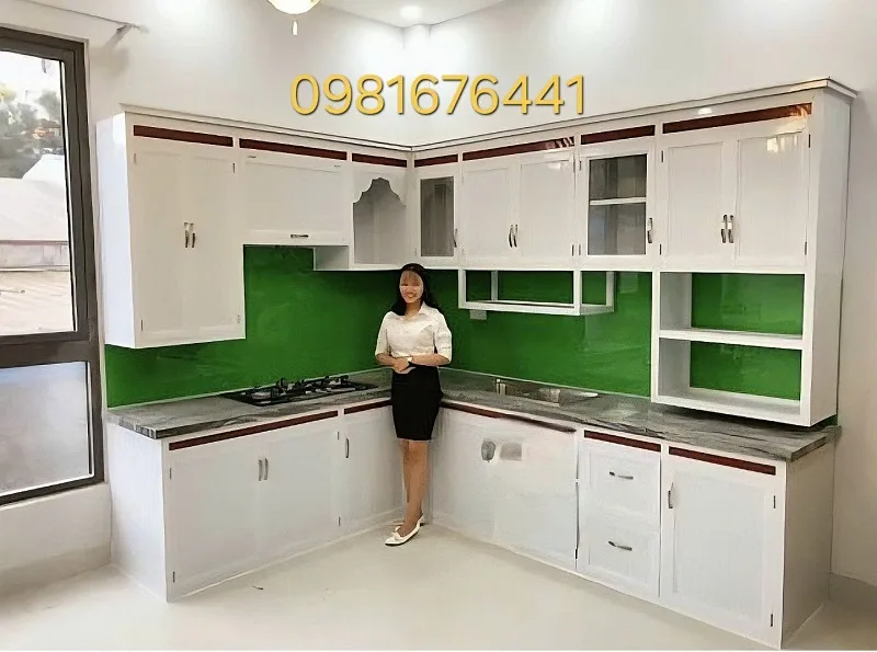 tủ bếp nhôm cỏ