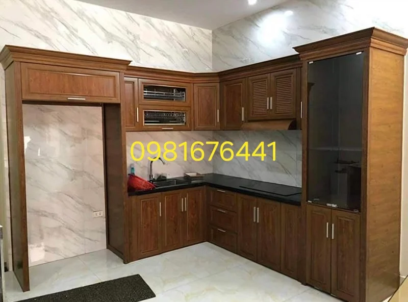 Báo giá tủ bếp nhôm giả gỗ đẹp cập nhật theo từng mẫu