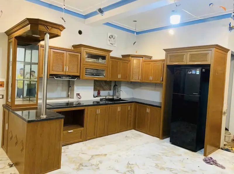 tủ bếp nhôm đẹp hình chữ U